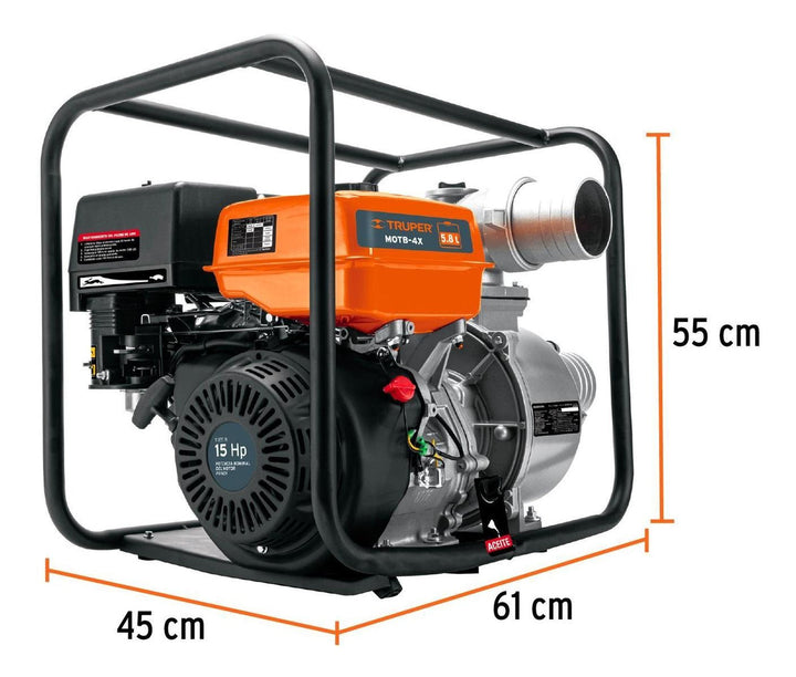 Motobomba Autocebante 15 Hp A Gasolina 4  X 4 , 4 Tiempos - Mundo Tool 