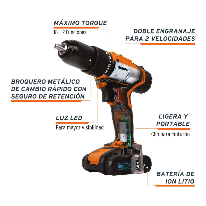 Rotomartillo inalámbrico 1/2", 20 V, Truper - Mundo Tool 