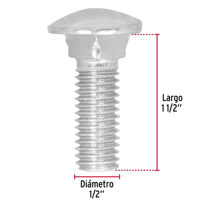 Tornillo tipo coche, 1/2 x 1-1/2', bolsa con 30 piezas Fiero - Mundo Tool 