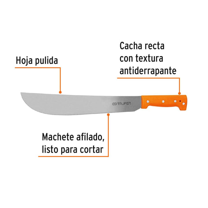 Machete Estándar 14' Cacha Naranja Truper - Mundo Tool 