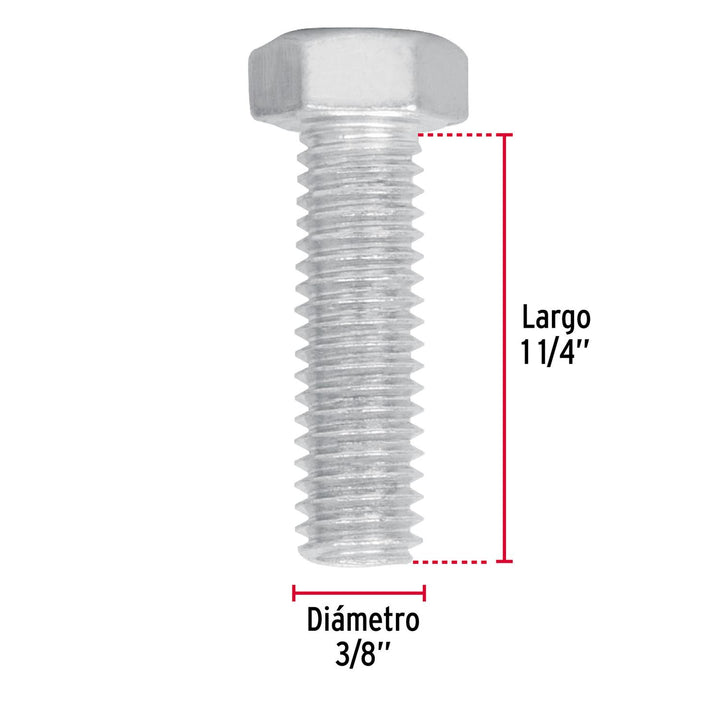 Tornillo Acero Galvanizado 3/8x1 1/4' 40 Pzas Fiero - Mundo Tool 