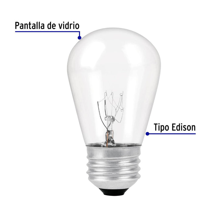 Lámpara incandescente S14 11 W luz cálida, Volteck - Mundo Tool 