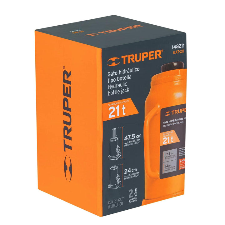 Gato hidráulico de botella de 21 Ton, Truper - Mundo Tool 