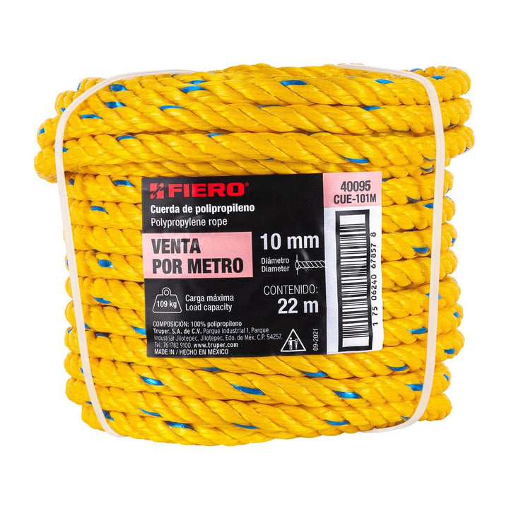 Cuerda amarilla de 10 mm en rollo de 22 m, Fiero - Mundo Tool 