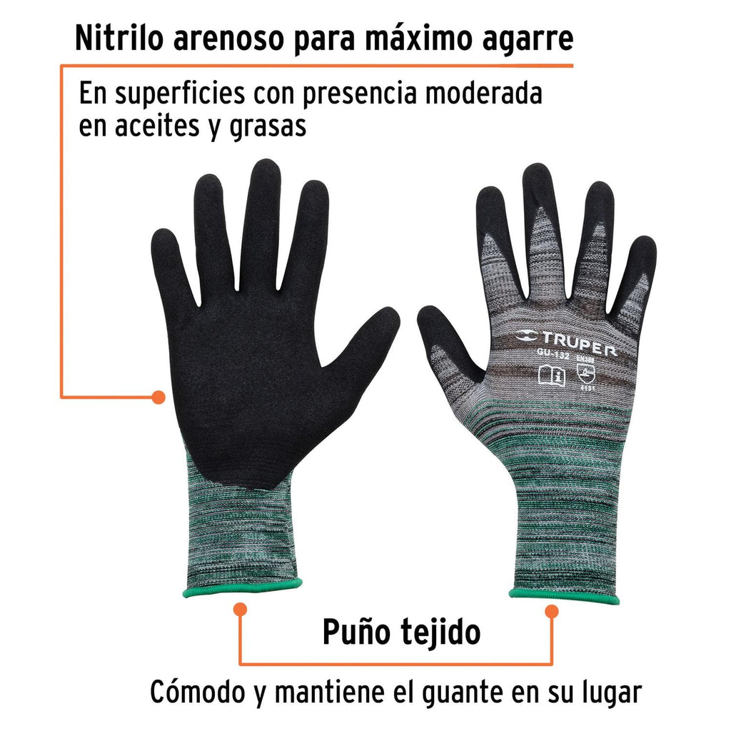 Guantes De Nylon Recubiertos Nitrilo Medianos Truper - Mundo Tool 
