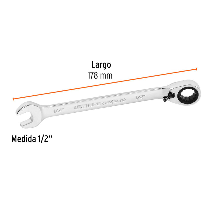 Llave Combinada 1/2 X178mm Matraca Truper Expert - Mundo Tool 