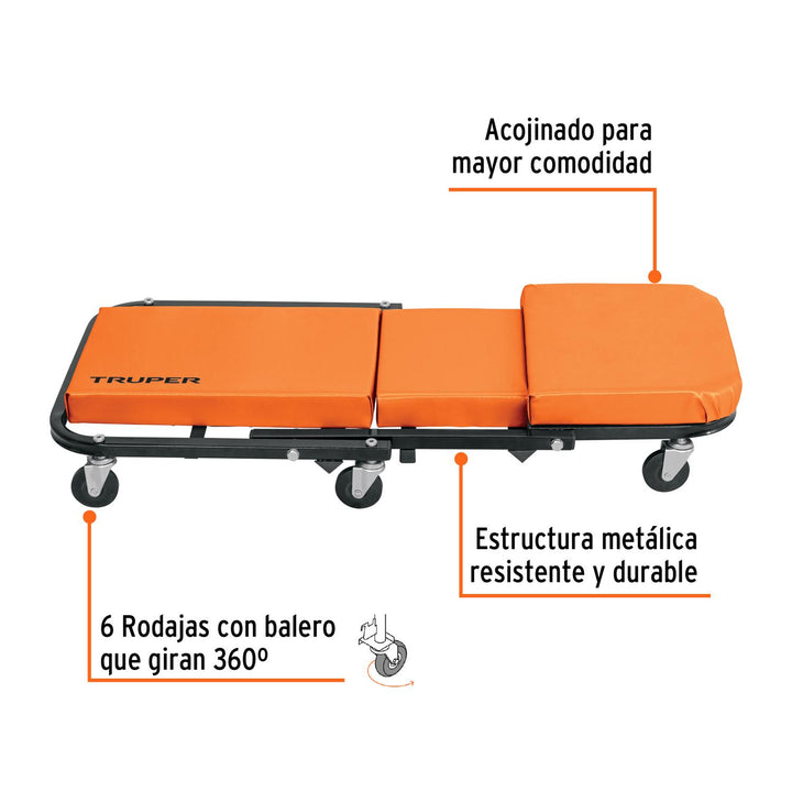 Cama / banco de 36' para mecánico, Truper - Mundo Tool 