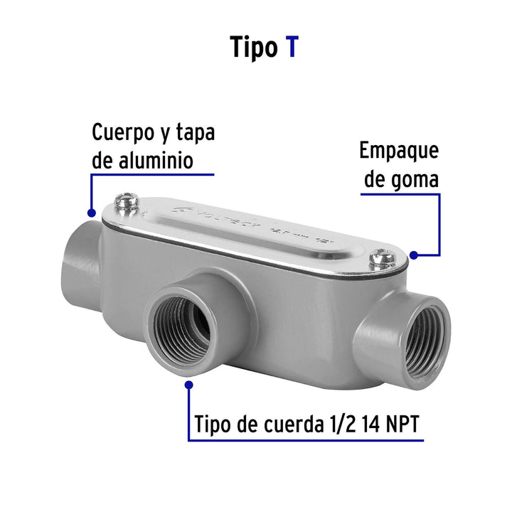 Condulet 1/2' Conexión Tipo T Volteck - Mundo Tool 