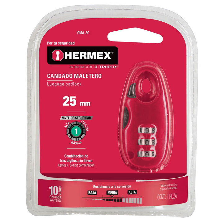 Candado Maletero 3mm Combinación Hermex - Mundo Tool 