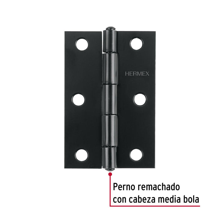 Bisagra rectangular 3' negra, Hermex . Caja con 20 pzas. - Mundo Tool 