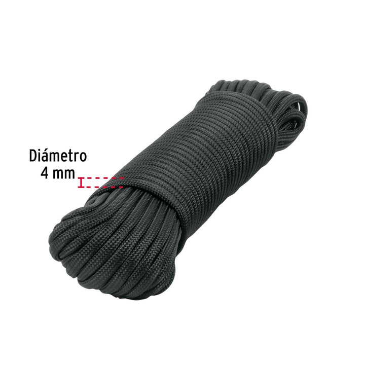 Piola de Nylon Paracord de 4mm x 15 m, negro, Fiero - Mundo Tool 