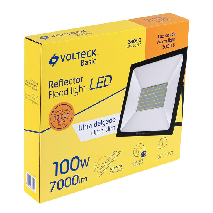 Reflector ultra delgado LED, 100W, luz cálida,Volteck Basic - Mundo Tool 