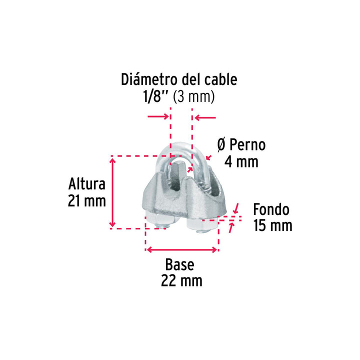 Bolsa con 100 nudos (perros) de hierro para cable de 1/8' - Mundo Tool 