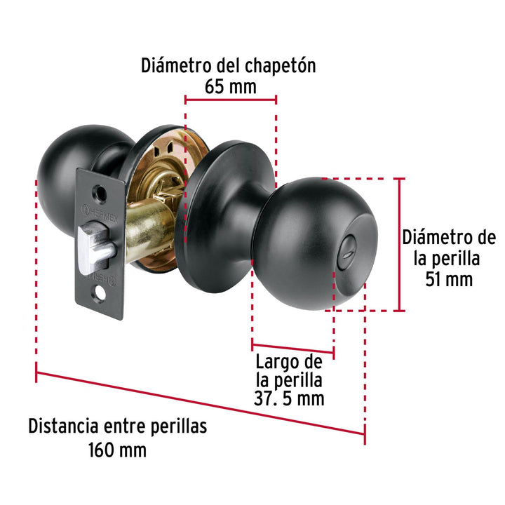 Cerradura esfera, cil, entrada, negro, blíster, Basic - Mundo Tool 