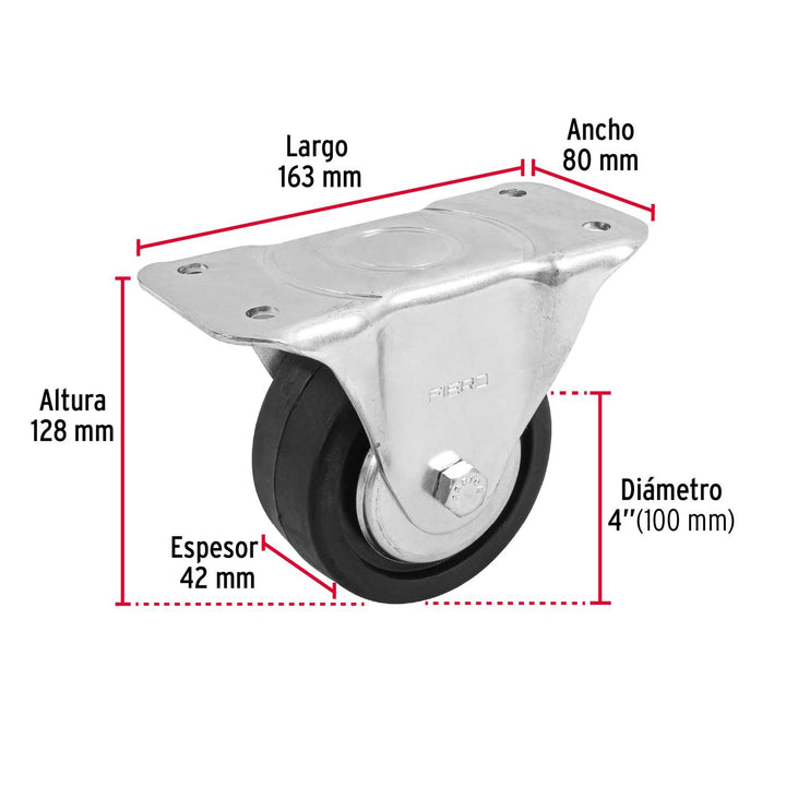 Rodaja hule placa fija 4' con balero Fiero - Mundo Tool 