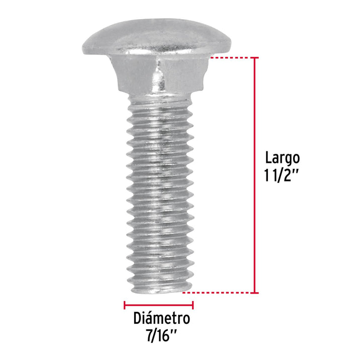 Tornillo tipo coche, 7/16 x 1-1/2', bolsa con 50 piezas Fiero - Mundo Tool 