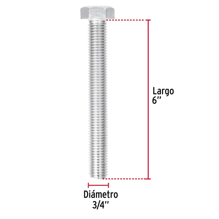 Tornillo tipo máquina, 3/4 x 6', bolsa con 4 pzas Fiero - Mundo Tool 