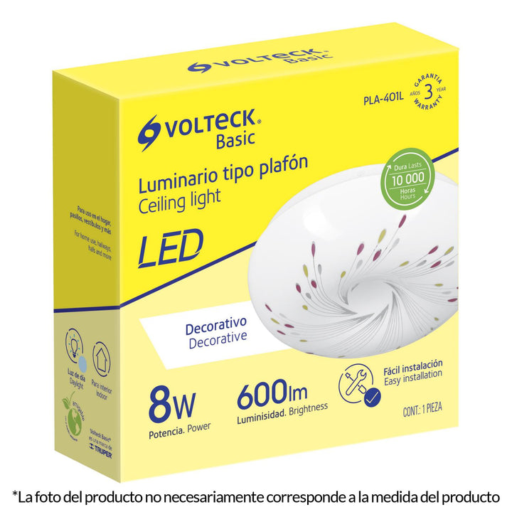 Plafón redondo, decorativo, diseño de espirales, 15 W, LED Volteck - Mundo Tool 