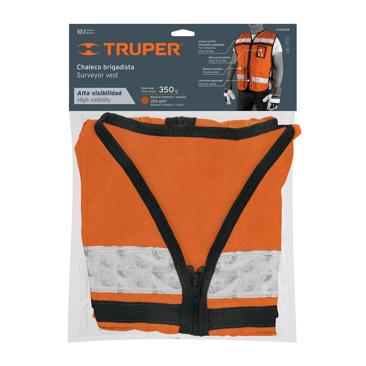 Chaleco Brigadista Con Cintas Reflejantes Naranja - Mundo Tool 