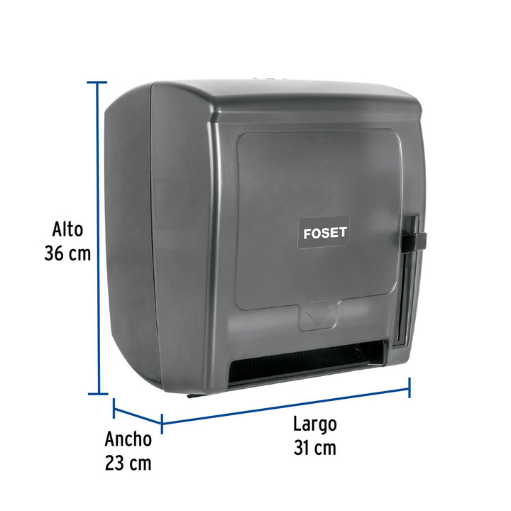 Dispensador de ABS para rollo de papel, humo, Foset - Mundo Tool 