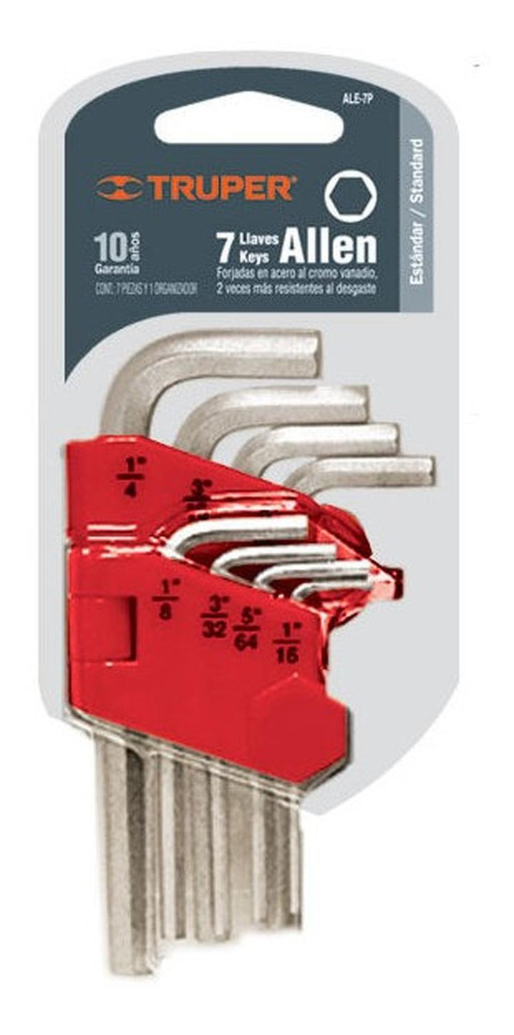Juego De 7 Llaves Allen Standard Con Organiza Truper - Mundo Tool 