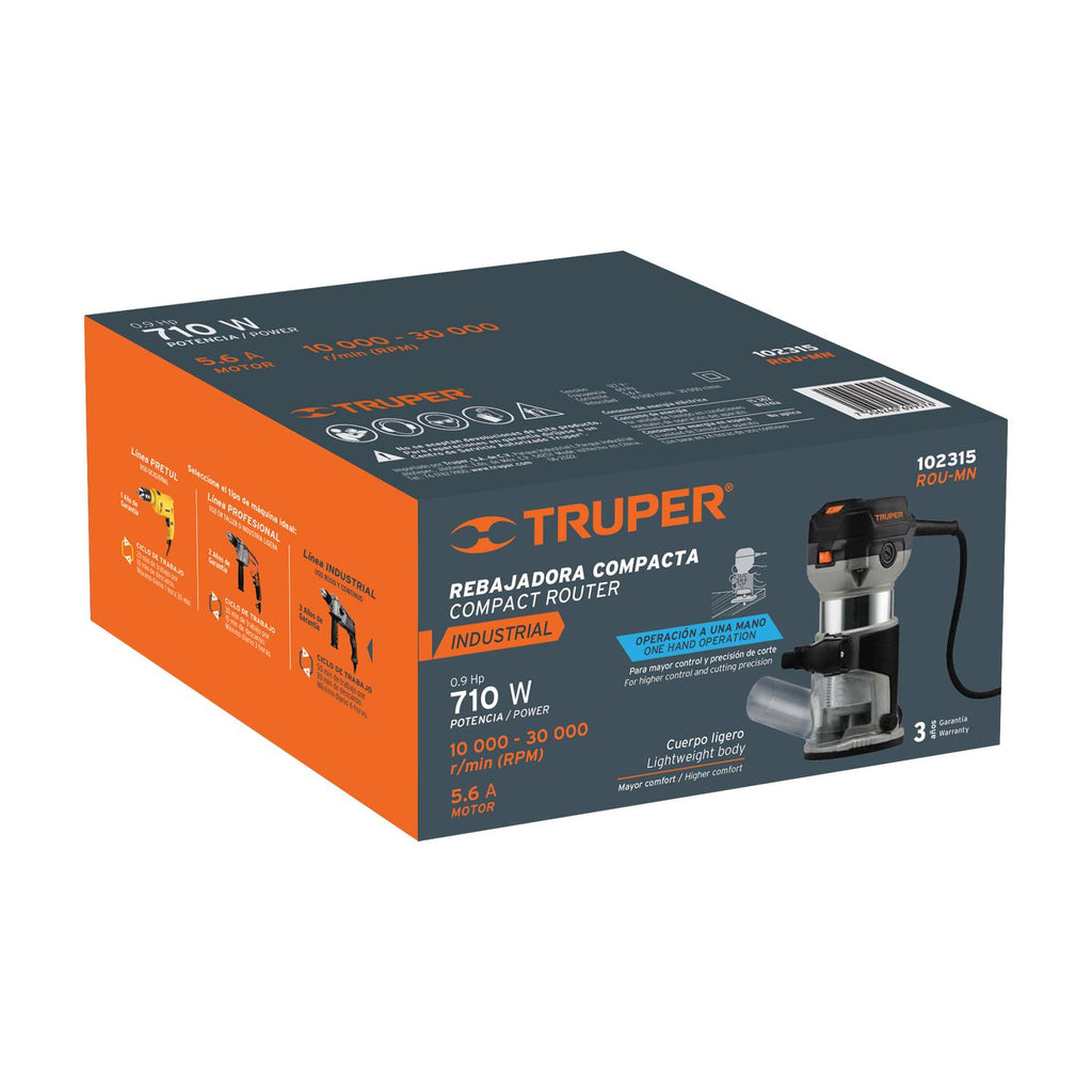 Mini router industrial 700 W, 3/4 HP, Truper - Mundo Tool 