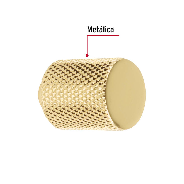 Perilla metálica estilo 'Cádiz', latón brillante, Hermex - Mundo Tool 