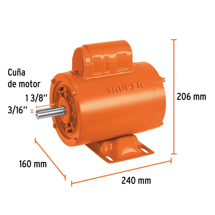 Motor eléctrico monofásico de 1/4 HP, alta velocidad, Truper - Mundo Tool 