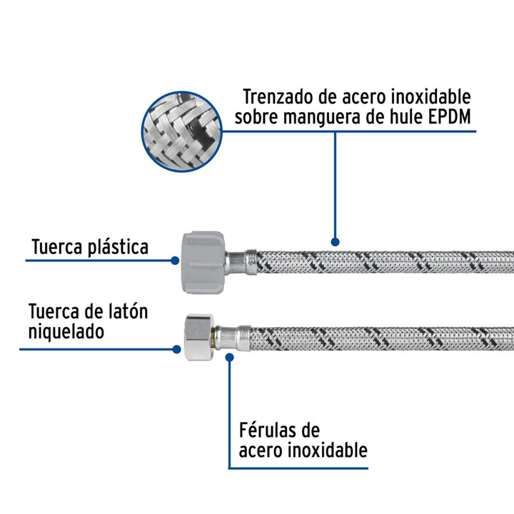 Manguera para WC 50cm Acero inoxidable Foset - Mundo Tool 