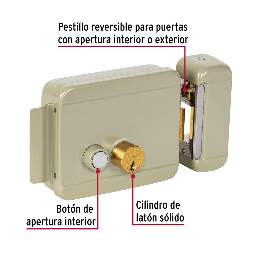 Cerradura electromecánica con botón, derecha, Hermex - Mundo Tool 