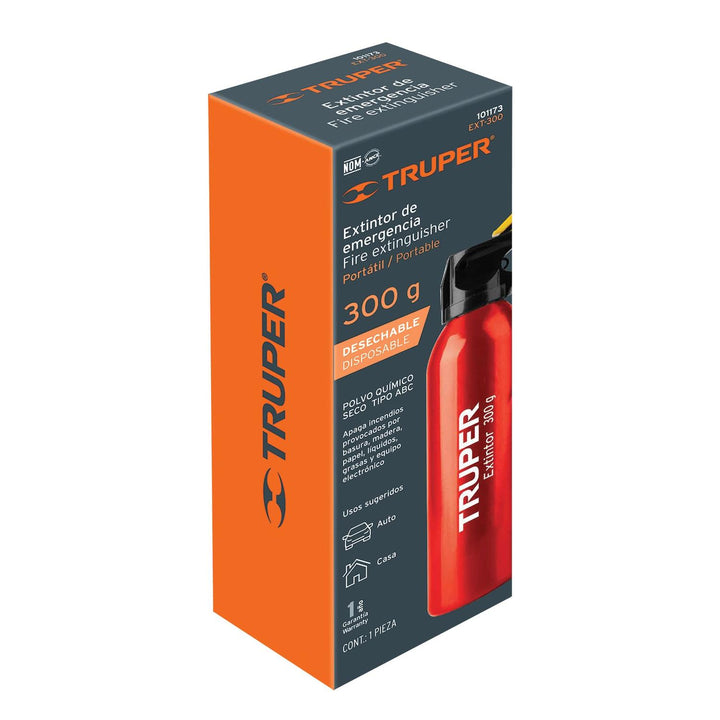 Extintor no recargable 300 g, polvo tipo ABC - Mundo Tool 