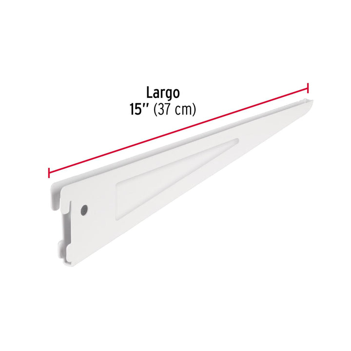 Ménsula plana blanca para cremallera doble, 37cm, Fiero. 1 pza - Mundo Tool 