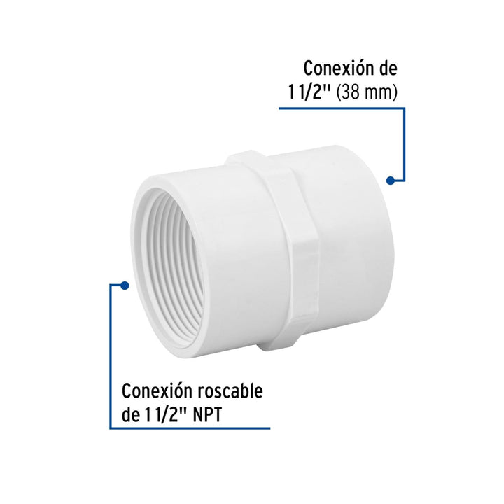 Adaptador hembra de PVC, 1-1/2' Foset - Mundo Tool 