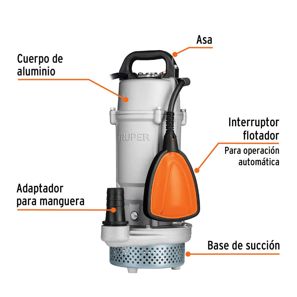 Bomba sumergible metálica para agua limpia uso rudo 1/2 HP - Mundo Tool 