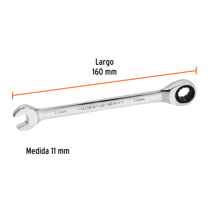 Llave Combinada Con Matraca Mm 11mm Truper - Mundo Tool 