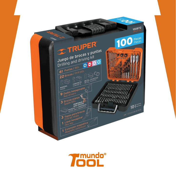 Juego de brocas y puntas, 100 piezas Truper - Mundo Tool 