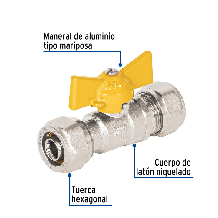 Válvula esfera para PE-AL-PE, 3/8', Foset - Mundo Tool 