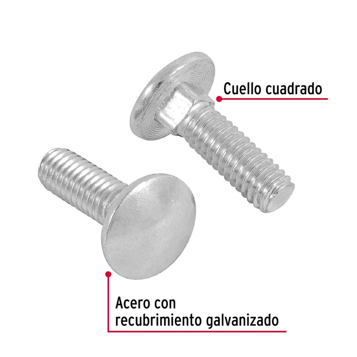 Tornillo Tipo Coche Galvanizado 5/16 X 1' 60p Fiero - Mundo Tool 