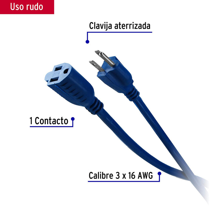 Extensión de uso rudo aterrizada 30 m calibre 16, Volteck - Mundo Tool 