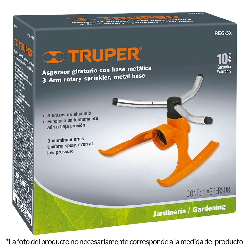 Aspersor Giratorio Con 3 Brazos Color Latón Truper - Mundo Tool 