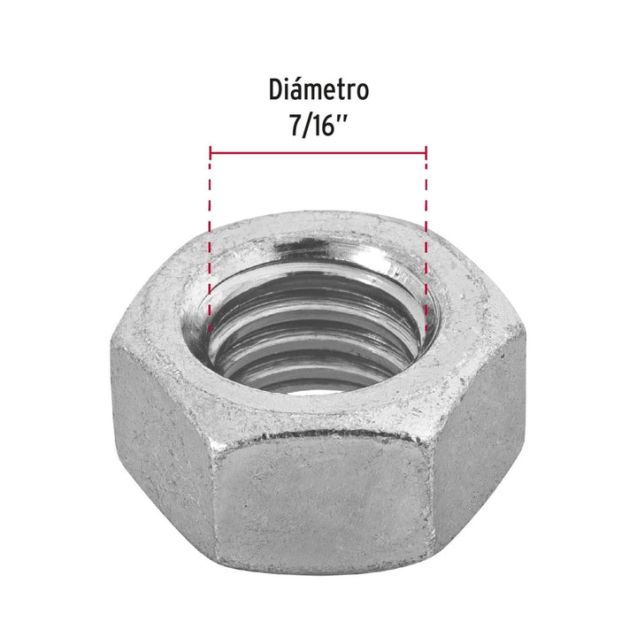 Tuerca hexagonal de 7/16', bolsa con 60 pzas Fiero - Mundo Tool 