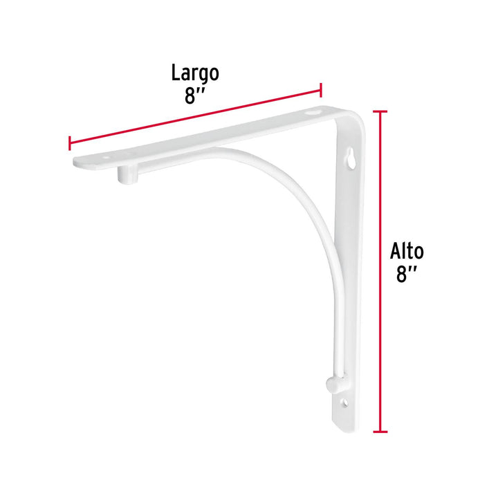 Ménsula reforzada blanca 8 x 8' diseño alambrón, Fiero. 1 pza - Mundo Tool 