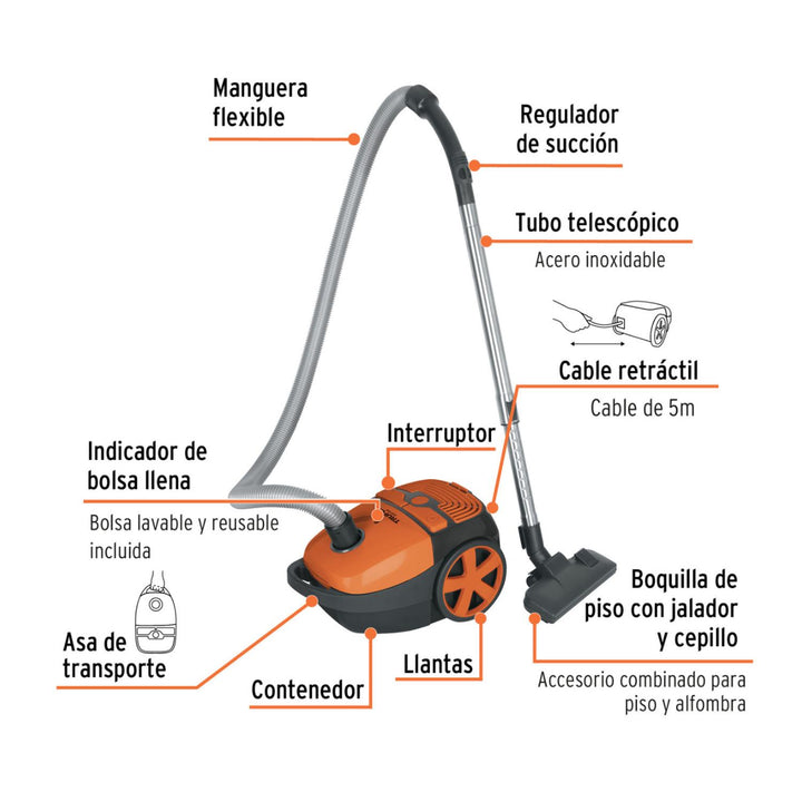 Aspiradora canister 1.5 L, Truper - Mundo Tool 
