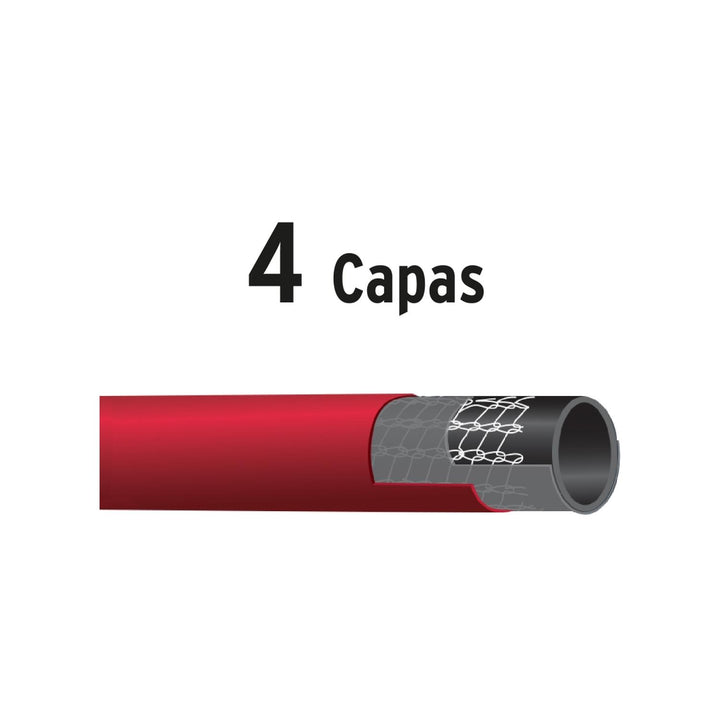 Manguera 5/8" super reforzada 4 capas 30 m conexiones metal - Mundo Tool 