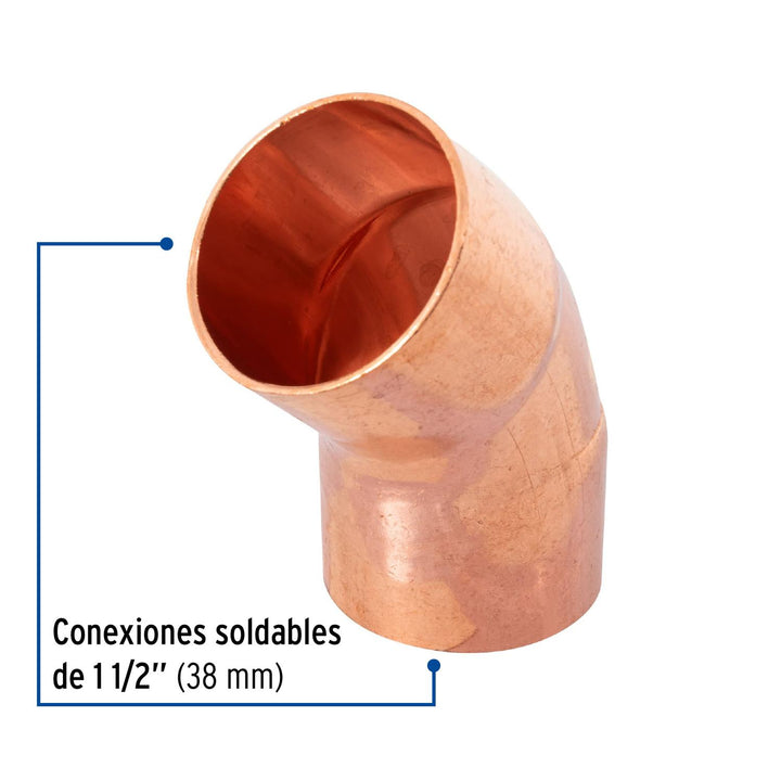 Codo 45° de cobre 1-1/2' Foset - Mundo Tool 