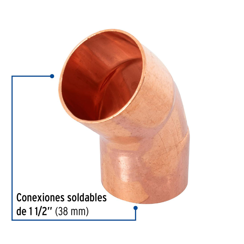 Codo 45° de cobre 1-1/2' Foset