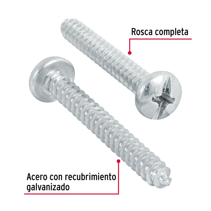 Blíster con 8 pijas para lámina, #10 x 1-1/2', Fiero - Mundo Tool 