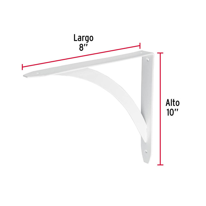 Ménsula reforzada blanca 8 x 10' diseño barra, Fiero. 1 pza - Mundo Tool 