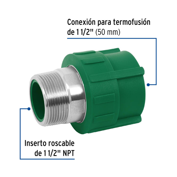 Conexión De Ppr 1-1/2' 50mm Macho Foset - Mundo Tool 