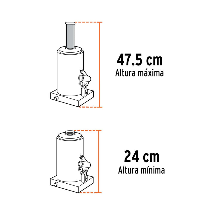 Gato hidráulico de botella de 21 Ton, Truper - Mundo Tool 